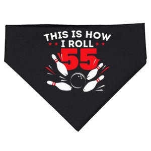 55th Birthday Bowling Lover 55 Years Old Bday USA-Made Doggie Bandana