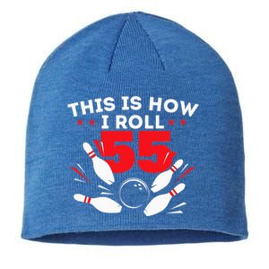 55th Birthday Bowling Lover 55 Years Old Bday Sustainable Beanie