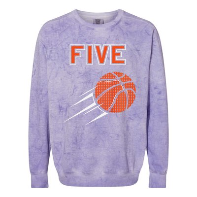 5th Birthday Basketball Party Jersey 5 Years Old Colorblast Crewneck Sweatshirt