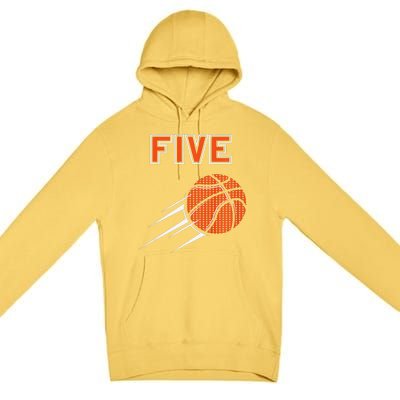 5th Birthday Basketball Party Jersey 5 Years Old Premium Pullover Hoodie