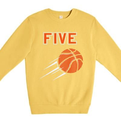 5th Birthday Basketball Party Jersey 5 Years Old Premium Crewneck Sweatshirt