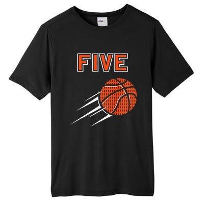 5th Birthday Basketball Party Jersey 5 Years Old Tall Fusion ChromaSoft Performance T-Shirt