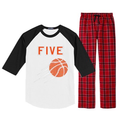 5th Birthday Basketball Party Jersey 5 Years Old Raglan Sleeve Pajama Set