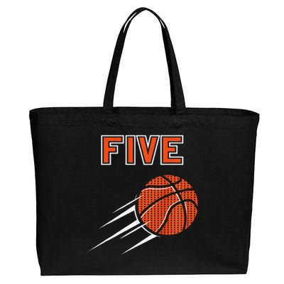 5th Birthday Basketball Party Jersey 5 Years Old Cotton Canvas Jumbo Tote