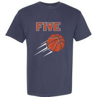 5th Birthday Basketball Party Jersey 5 Years Old Garment-Dyed Heavyweight T-Shirt