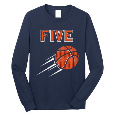 5th Birthday Basketball Party Jersey 5 Years Old Long Sleeve Shirt