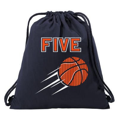 5th Birthday Basketball Party Jersey 5 Years Old Drawstring Bag