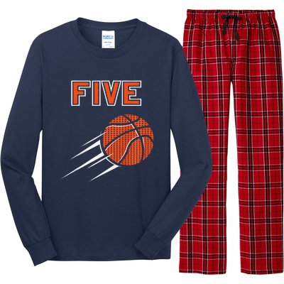 5th Birthday Basketball Party Jersey 5 Years Old Long Sleeve Pajama Set