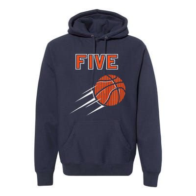 5th Birthday Basketball Party Jersey 5 Years Old Premium Hoodie