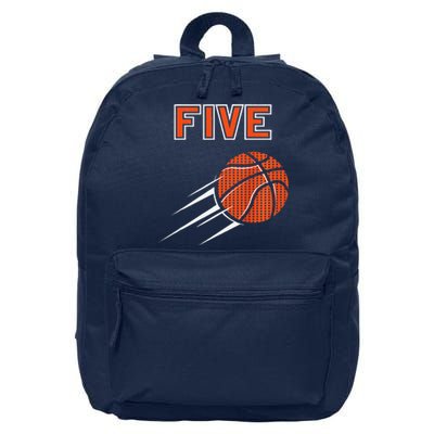 5th Birthday Basketball Party Jersey 5 Years Old 16 in Basic Backpack