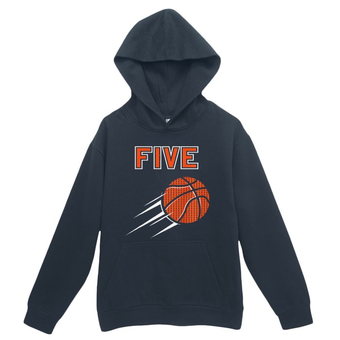 5th Birthday Basketball Party Jersey 5 Years Old Urban Pullover Hoodie