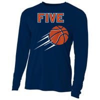 5th Birthday Basketball Party Jersey 5 Years Old Cooling Performance Long Sleeve Crew