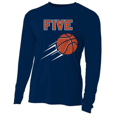 5th Birthday Basketball Party Jersey 5 Years Old Cooling Performance Long Sleeve Crew