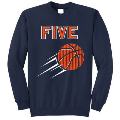 5th Birthday Basketball Party Jersey 5 Years Old Tall Sweatshirt