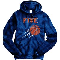 5th Birthday Basketball Party Jersey 5 Years Old Tie Dye Hoodie