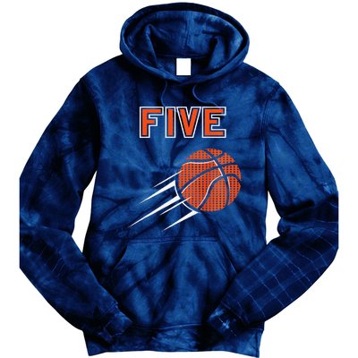 5th Birthday Basketball Party Jersey 5 Years Old Tie Dye Hoodie