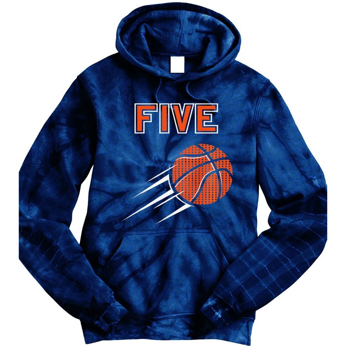 5th Birthday Basketball Party Jersey 5 Years Old Tie Dye Hoodie