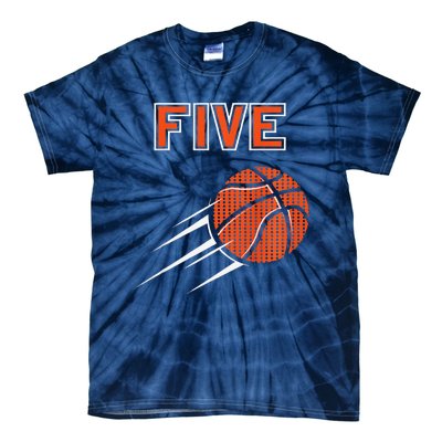 5th Birthday Basketball Party Jersey 5 Years Old Tie-Dye T-Shirt