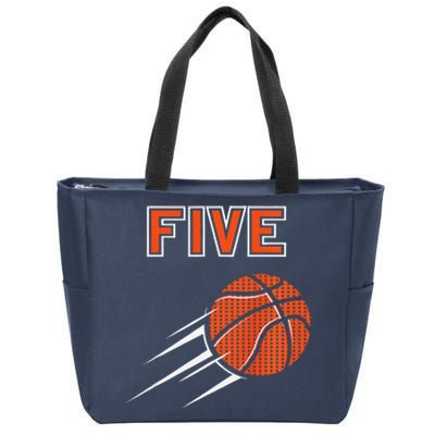 5th Birthday Basketball Party Jersey 5 Years Old Zip Tote Bag