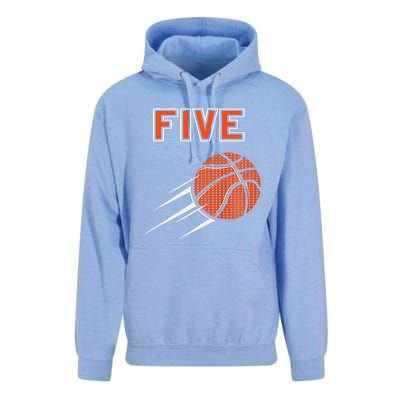 5th Birthday Basketball Party Jersey 5 Years Old Unisex Surf Hoodie