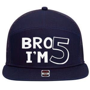 5th Birthday Boy Bro I’M 5 Year Old Five Fifth Party 7 Panel Mesh Trucker Snapback Hat