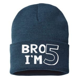 5th Birthday Boy Bro I’M 5 Year Old Five Fifth Party Sustainable Knit Beanie