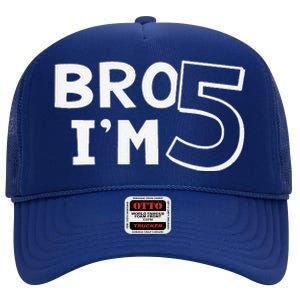 5th Birthday Boy Bro I’M 5 Year Old Five Fifth Party High Crown Mesh Back Trucker Hat