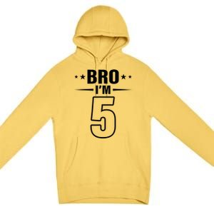 5th Birthday Boy Bro I’m 5 Year Old Fifth Birthday Party Premium Pullover Hoodie