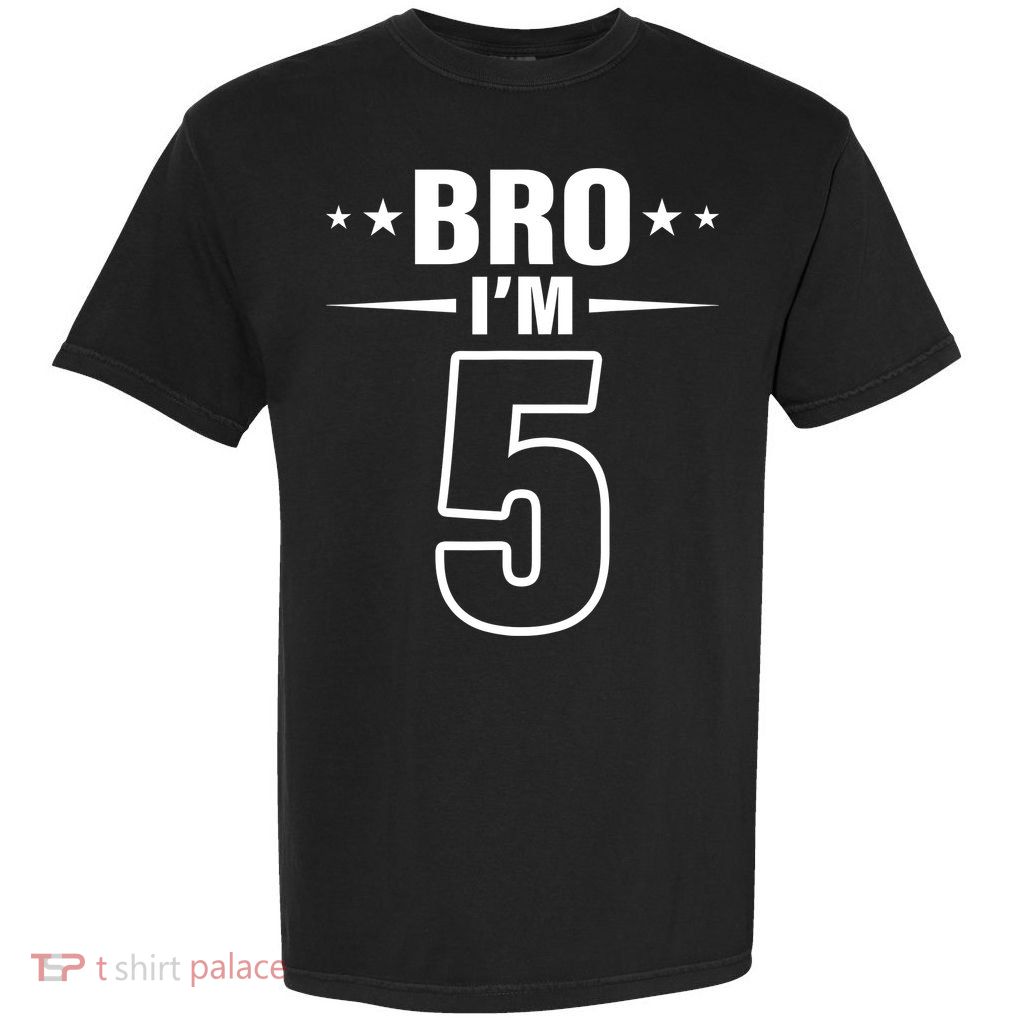 5th Birthday Boy Bro I’m 5 Year Old Fifth Birthday Party Garment-Dyed Heavyweight T-Shirt