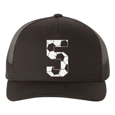 5th Birthday Boy Soccer Player Football 5 Years Old Yupoong Adult 5-Panel Trucker Hat