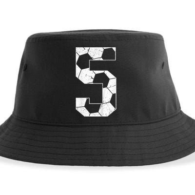 5th Birthday Boy Soccer Player Football 5 Years Old Sustainable Bucket Hat