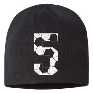 5th Birthday Boy Soccer Player Football 5 Years Old Sustainable Beanie