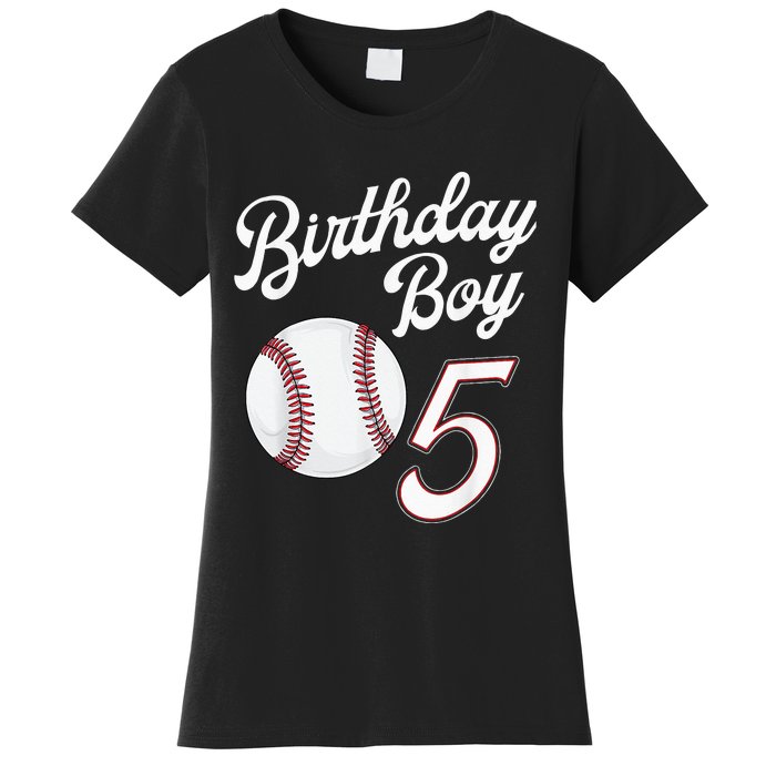 5th Birthday Baseball Big Number Five 5 Year Old Boy Girl Women's T-Shirt