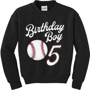 5th Birthday Baseball Big Number Five 5 Year Old Boy Girl Kids Sweatshirt