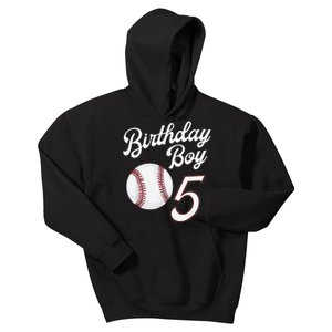 5th Birthday Baseball Big Number Five 5 Year Old Boy Girl Kids Hoodie