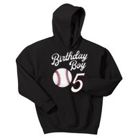 5th Birthday Baseball Big Number Five 5 Year Old Boy Girl Kids Hoodie