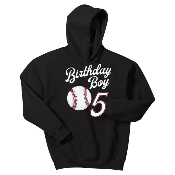 5th Birthday Baseball Big Number Five 5 Year Old Boy Girl Kids Hoodie