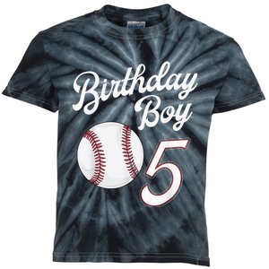 5th Birthday Baseball Big Number Five 5 Year Old Boy Girl Kids Tie-Dye T-Shirt