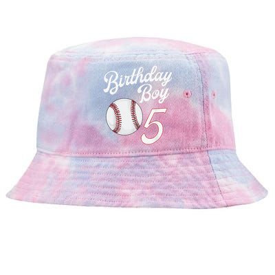 5th Birthday Baseball Big Number Five 5 Year Old Cute Tie-Dyed Bucket Hat