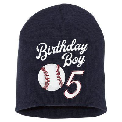 5th Birthday Baseball Big Number Five 5 Year Old Cute Short Acrylic Beanie