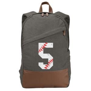 5th Birthday Baseball Big Number Five 5 Year Old Gift Cotton Canvas Backpack