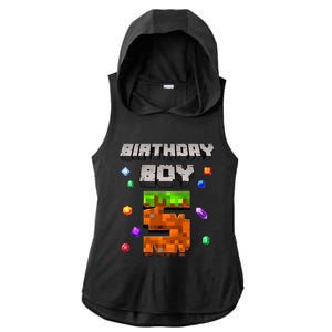 5th Birthday Boy 5 Video Gamer Pixel Number Five Bday Party Ladies PosiCharge Tri-Blend Wicking Draft Hoodie Tank