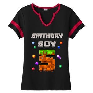 5th Birthday Boy 5 Video Gamer Pixel Number Five Bday Party Ladies Halftime Notch Neck Tee