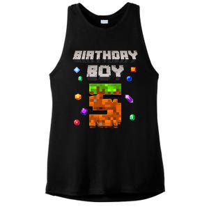 5th Birthday Boy 5 Video Gamer Pixel Number Five Bday Party Ladies PosiCharge Tri-Blend Wicking Tank