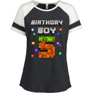 5th Birthday Boy 5 Video Gamer Pixel Number Five Bday Party Enza Ladies Jersey Colorblock Tee