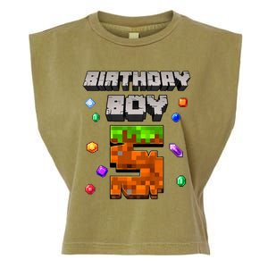 5th Birthday Boy 5 Video Gamer Pixel Number Five Bday Party Garment-Dyed Women's Muscle Tee