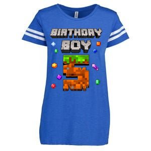 5th Birthday Boy 5 Video Gamer Pixel Number Five Bday Party Enza Ladies Jersey Football T-Shirt