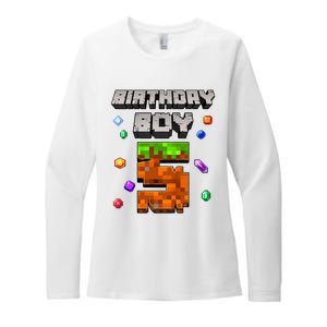 5th Birthday Boy 5 Video Gamer Pixel Number Five Bday Party Womens CVC Long Sleeve Shirt