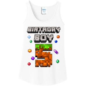 5th Birthday Boy 5 Video Gamer Pixel Number Five Bday Party Ladies Essential Tank