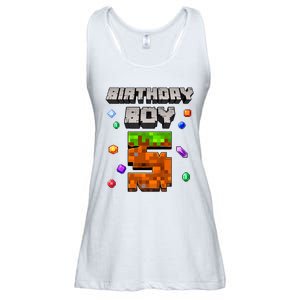 5th Birthday Boy 5 Video Gamer Pixel Number Five Bday Party Ladies Essential Flowy Tank